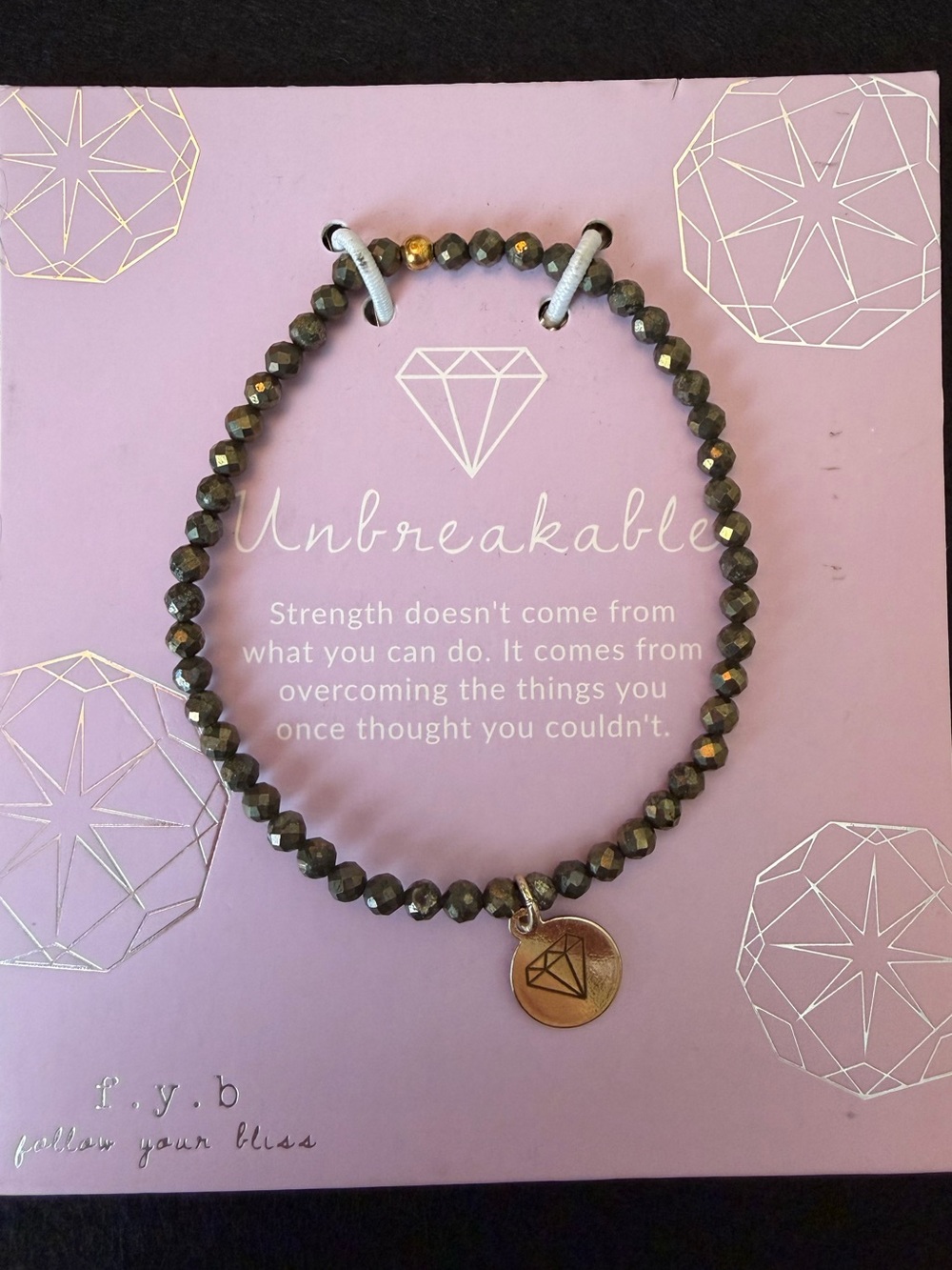 🆓B2G1 FREE FYB Jewelry Mini Bliss Unbreakable Pyrite Bracelet with Charm & Card